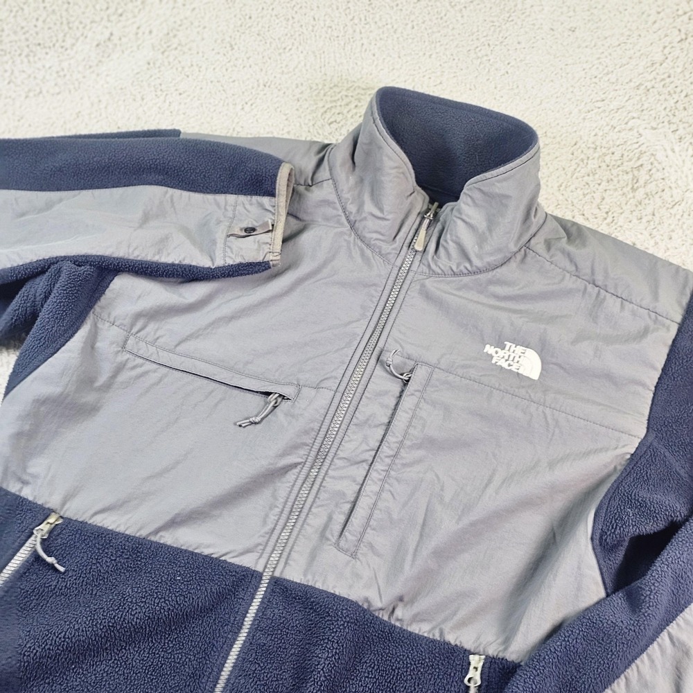The North Face Jacket Mens XL Blue Gray Polartec Fleece Full Zip Windbreaker